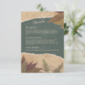 アースカラーのヴィンテージ ボヘミアンチック グリーンのウェディング エンクロージャーカード (スタンド正面)