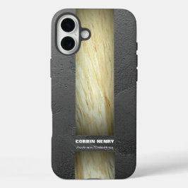 アースカラーの大理石の名前テクスチャ iPhone 16 PLUSケース