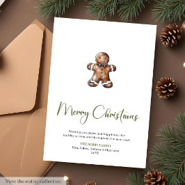 アースカラーの手書き風フォントと水彩画のクリスマスグリーティング シーズンカード