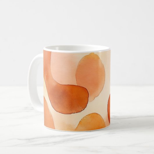 アースカラーの抽象的な水彩画 コーヒーマグカップ (正面左)