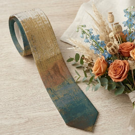 アースカラーの抽象的な筆致の結婚式用ネクタイ ネクタイ