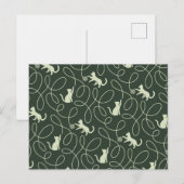 アースカラーの猫と毛糸の森 シージグリーン ポストカード (正面/裏面)