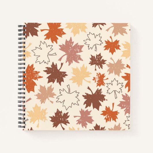 アースカラーの秋の紅葉デザイン ノートブック (正面)