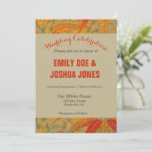 アースカラーの竹アート ヴィンテージ プリント オレンジ 招待状 (スタンド正面)