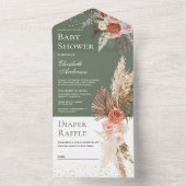 アースカラーの花とパンパス草の優雅なベイビーシャワー オールインワン招待状 (内側)