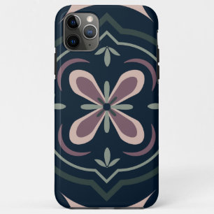 アースカラーの花の幾何学タイル iPhone 11 PRO MAXケース