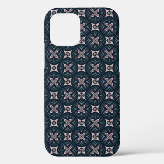 アースカラーの花柄の幾何学タイル Case-Mate iPhoneケース (裏面)