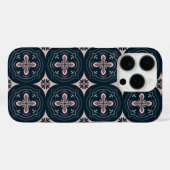 アースカラーの花柄の幾何学タイル Case-Mate iPhoneケース (裏面 (横))