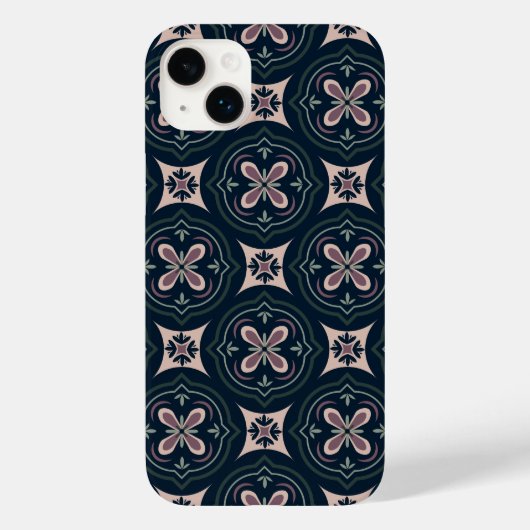 アースカラーの花柄の幾何学タイル Case-Mate iPhoneケース (裏面)