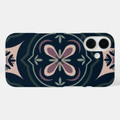アースカラーの花柄の幾何学タイル Case-Mate iPhoneケース (裏面 (横))