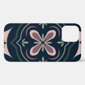 アースカラーの花柄の幾何学模様のタイル Case-Mate iPhoneケース (裏面 (横))