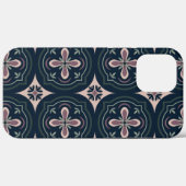 アースカラーの花柄の幾何学模様のタイル Case-Mate iPhoneケース (裏面 (横))