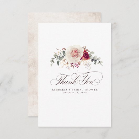 アースカラーの花 エレガントな小さな感謝 サンキューカード (正面/裏面)