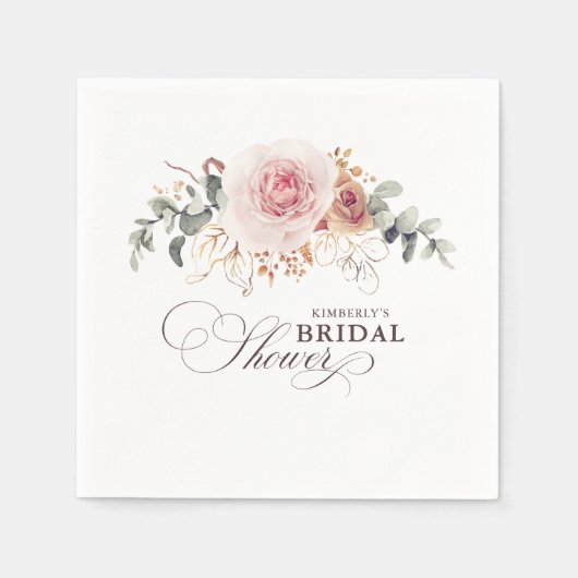 アースカラーの花 エレガント ボヘミアンのパーティー スタンダードカクテルナプキン (正面)