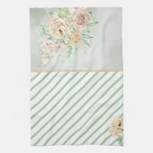 アースカラーの花 ボヘミアンスタイル エレガントなサグリーン キッチンタオル (縦)