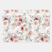 アースカラーの花 botanical 水彩パターン ラッピングペーパーシート (正面3)