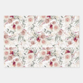 アースカラーの花 botanical 水彩パターン ラッピングペーパーシート (正面2)