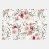 アースカラーの花 botanical 水彩パターン ラッピングペーパーシート (正面)