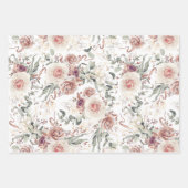 アースカラーの花 botanical 水彩パターン ラッピングペーパーシート (正面3)
