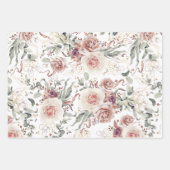 アースカラーの花 botanical 水彩パターン ラッピングペーパーシート (正面)