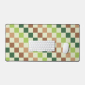 アースカラーの虹の斜め市松模様 デスクマット (キーボード&マウス)