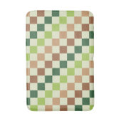 アースカラーの虹の斜め市松模様 バスマット (正面縦)