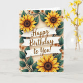 アースカラーの誕生日カード カード (黄色い花)
