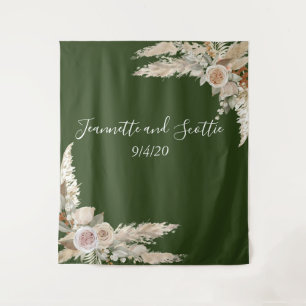 アースカラーズウェディング パンパスグラス タン ローズ タペストリー