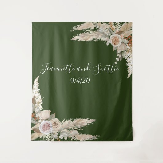 アースカラーズウェディング パンパスグラス タン ローズ タペストリー (正面)