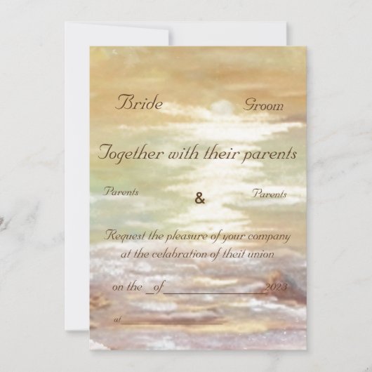 アースカラーズサンセットビーチ結婚式 招待状 (正面)
