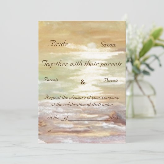 アースカラーズサンセットビーチ結婚式 招待状 (スタンド正面)