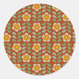 アースカラーフラワーステッカー - ブルーム＆スティック ラウンドシール