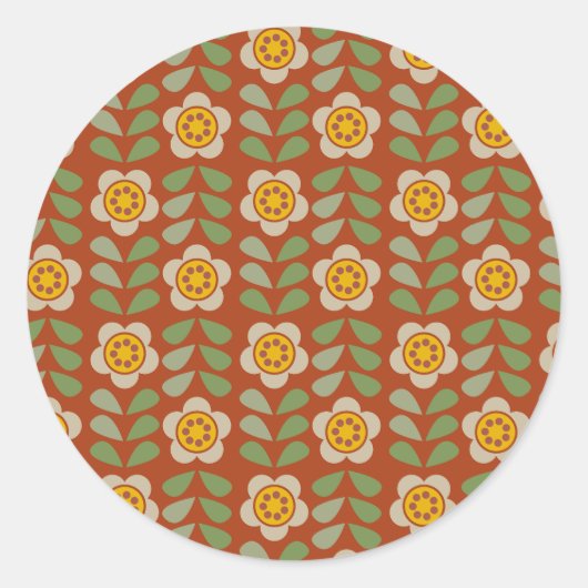 アースカラーフラワーステッカー - ブルーム＆スティック ラウンドシール (正面)