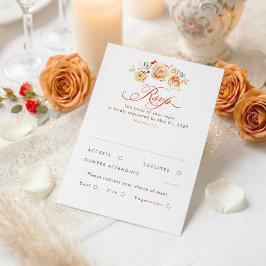 アースカラーフラワー　ウィムジカルエレガント結婚式RSVPカード 出欠カード