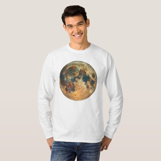 アースカラーフルムーンデザイン - 美しい宇宙のS Tシャツ (正面フル)