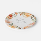 アースカラー オータム フラワーブライダルシャワー ペーパープレート (アングル)
