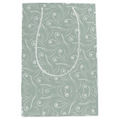 アースグリーンの花柄スワール ミディアムペーパーバッグ (正面)