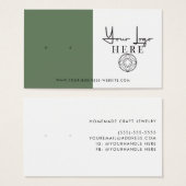 アースグリーンミニマルホワイトロゴのイヤリングディスプレイ (正面&裏面)