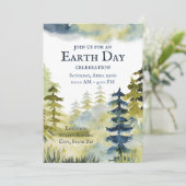 アースデイお祝いツリー植栽の水彩 招待状 (スタンド正面)