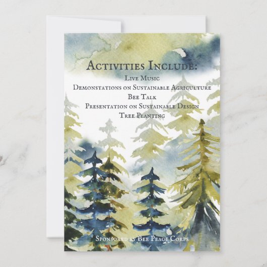 アースデイお祝いツリー植栽の水彩 招待状 (裏面)