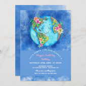 アースデイの誕生日パーティー招待状 招待状 (正面/裏面)