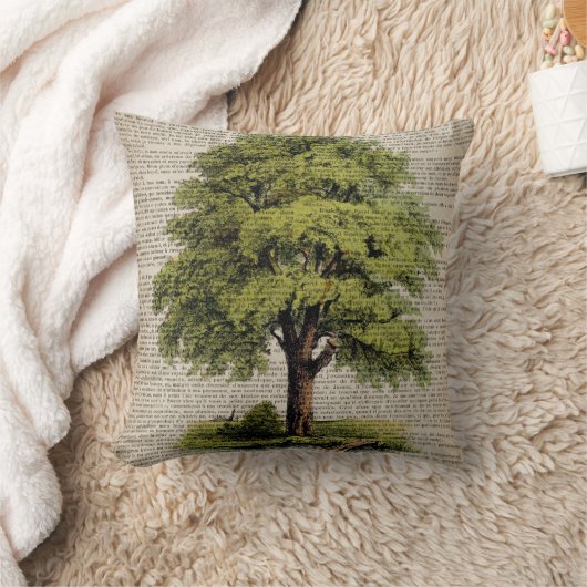 アースデイエコ辞書プリントヴィンテージオーク材 クッション (ブランケット)