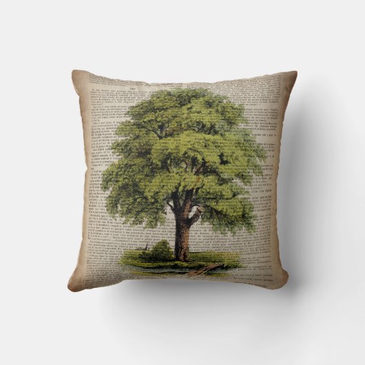 アースデイエコ辞書プリントヴィンテージオーク材 クッション (裏面)