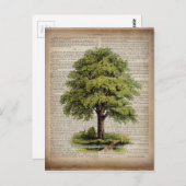 アースデイエコ辞書プリントヴィンテージオーク材 ポストカード (正面/裏面)