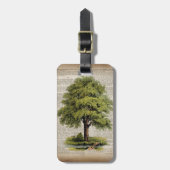 アースデイエコ辞書プリントヴィンテージオーク材 ラゲッジタグ (正面縦)