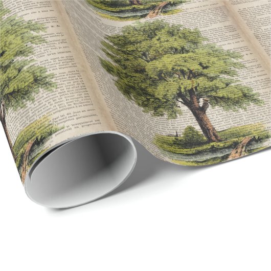 アースデイエコ辞書プリントヴィンテージオーク材 ラッピングペーパー (ロールコーナー)
