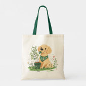 アースデイゴールデンレトリバードッグガーデニング トートバッグ (裏面)