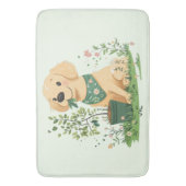 アースデイゴールデンレトリバードッグガーデニング バスマット (正面縦)