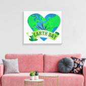 アースデイハート自然植物の木海 キャンバスプリント (インサイチュ (リビング))