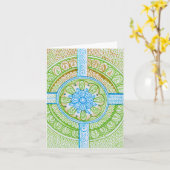 アースデイリサイクルダマスクインディアンマンダラ空白のデイ カード (黄色い花)